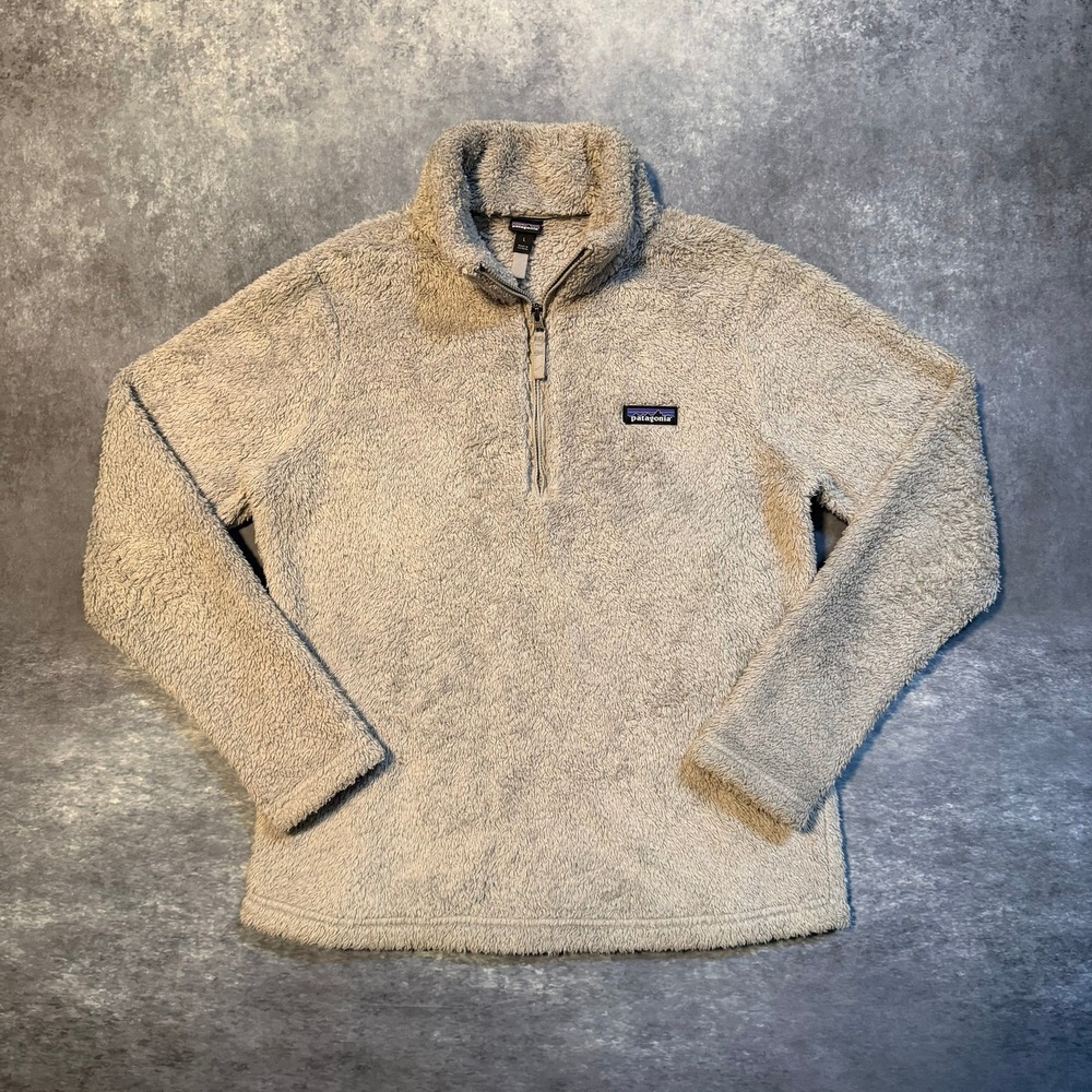 Patagonia Los Gatos 1/4 Zip Fleece Womens L Salt Grey 25235 SGRY Sherpa Pullover